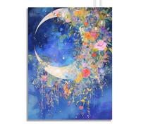 Diamond Painting Fiori Diamond Painting Bambina Luna Diamante Crystal Art DIY 5D Quadri con Perline Diamante Ricamo Punto Croce for Kids Principianti Pittura, Decorazione per Casa Regalo 50x70cm z551f