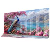 Diamond Painting Fiori Diamond Painting Kit Completo Pavone Quadri con Perline Fai Da Te Pittura a Diamante Adulti Bambina,Crystal Art Strass Ricamo a Punto Croce per Decorazioni Parete 60x150cm C-902