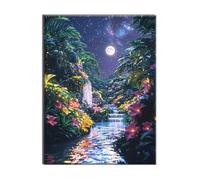Diamond Painting Foresta Vista notturna 50x70cm 5D Diamond Painting Adulti Diamantini Crystal Art Creativi Passatempo Kit, Ricamo Artigianale Kit, Decorazioni Natalizie Casa Pittura, Regalo A-j-996