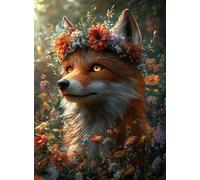 Diamond Painting Fox Diamond Painting Adulti, Diamantini Crystal Art Fiori Pittura Diamante 5D DIY Rotondo Strass Ricamo a Punto Croce Artigianale per Decorazioni Casa, Regalo 50 x 70 cm -hjw2508N7