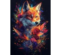 Diamond Painting Fox Diamond Painting Adulti, Diamantini Crystal Art Rosa Pittura Diamante 5D DIY Rotondo Strass Ricamo a Punto Croce Artigianale Kit per Decorazioni Casa, Regalo 36x48 inch -hjw2508KF