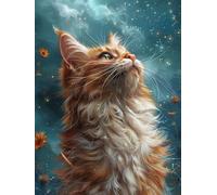 Diamond Painting Gatto, 5D Diamond Painting Kit Completo Fiore, DIY Disegni con Perline da Attaccare Ricamo Strass Punto Croce Kit, Diamantini Crystal Art, Decorazione Casa Regalo 50x65cm 1-1931