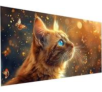 Diamond Painting Gatto 5D Pittura Diamante Painting Adulti kit Completo Accessori Farfalla DIY Diamantini Crystal Art Bambini Mosaico Ricamo Pittura a Diamond per Decorazioni Parete 40x80cm S-468