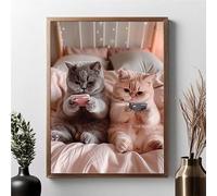 Diamond Painting Gatto, Diamond Painting Kit Completo Animale Pittura Diamante Bambina e Adulti, Diamantini Crystal Art Kit Mosaico, Hobby Creativi Adulti per Decorazione, Regalo 80x100 cm JPF L-0