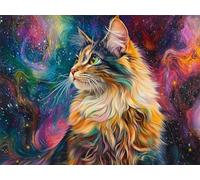 Diamond Painting Gatto Diamond Painting Kit Completo Cielo Stellato 5D Pittura A Diamante per Adulti, DIY Mosaico Diamantini Crystal Art, Strass Ricamo A Punto Croce, Regalo Donna Uomo 60x80cm G-590