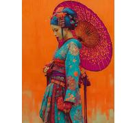 Diamond Painting Giappone, DIY Diamond Painting Kit Completo Geisha, 5D Disegni con Perline da Attaccare, Pittura Diamante Adulti, Diamantini Crystal Art Kit, Decorazioni Autunnali, 30x40cm 0-4005