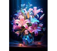 Diamond Painting Giglio Diamond Painting Kit Completo Fiore 5D Pittura A Diamante per Adulti, Fai Da Te Mosaico Diamantini Crystal Art, Strass Ricamo A Punto Croce, Regalo Donna Uomo 60x80cm G-1069