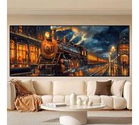 Diamond Painting Grandi Dimensioni 100x50cm, Fai da Te 5D Diamond Painting Città Crystal Art Disegni con Perline da Attaccare, DIY Treno Pittura Diamante Adulti kit per Decorazioni Casa, Regali 0R-24