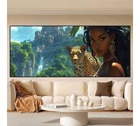Diamond Painting Grandi Dimensioni 100x50cm,Fai da Te 5D Diamond Painting Leopardo Crystal Art Disegni con Perline da Attaccare,DIY Donna Pittura Diamante Adulti kit per Decorazioni Casa,Regali 0R-12