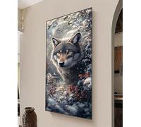 Diamond Painting Grandi Dimensioni 150x50cm,Fai da Te 5D Diamond Painting Inverno Crystal Art Disegni con Perline da Attaccare,DIY Wolf Pittura Diamante Adulti kit per Decorazioni Casa,Regali 0R-762