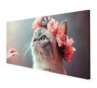 Diamond Painting Grandi Dimensioni 150x60cm Diamond Painting Gatto Kit Completo, Diamantini Crystal Art Passatempo per Adulti, DIY Pittura Diamante Fiori Quadri con Perline per Regalo Donna Decor L-35