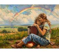 Diamond Painting Grandi Dimensioni,5D DIY Diamond Painting Arcobaleno Sorella E Fratello Painting by Numbers,Kit Pittura Diamante Adulti,Crystal Art Ricamo A Punto Croce,Decorare le Pareti 45x60cm 94X