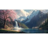 Diamond Painting Grandi Dimensioni Autunno, Diamond Painting Kit Completo Fiori di ciliegio, Passatempo per Adulti 5D Pittura Diamante Quadri Con Perline, per la Decorazione Ambienti 55x110 cm c-235