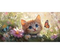 Diamond Painting Grandi Dimensioni Farfalla, Diamond Painting Kit Completo Gatto, Passatempo per Adulti 5D Pittura Diamante Quadri Con Perline, Bambini per la Decorazione Ambienti 30x60 cm c-622