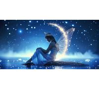 Diamond Painting Grandi Dimensioni Luna, Diamond Painting Kit Completo Fata, Passatempo per Adulti 5D Pittura Diamante Quadri Con Perline, Disegni Bambini per la Decorazione Ambienti 110x55 cm c-5775
