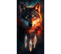 Diamond Painting Grandi Dimensioni Lupo, Diamond Painting Kit Completo Cacciatore di sogni, Passatempo per Adulti 5D Pittura Diamante Quadri Con Perline, per la Decorazione Ambienti 30x60 cm c-272