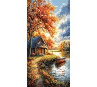 Diamond Painting Grandi Dimensioni per Adulti e Bambini, Diamond Painting Acero Laghi, Pittura Diamante con Strass Luminosi, Mosaico Ricamo Arte Decor Parete Casa - Perfetto Hobby Creativo 35x70cm R82