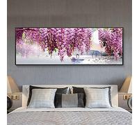 Diamond Painting Grandi Dimensioni Pieno di Diamanti Strass Ricamo Set Decorazione della Parete 5D Fai da Te Arte Mestiere Creativo Mosaico Paesaggio Cigno, 150X55Cm