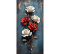 Diamond Painting Grandi Dimensioni Rosa, Diamond Painting Kit Completo Fiore, Passatempo per Adulti 5D Pittura Diamante Quadri Con Perline, Disegni Bambini per la Decorazione Ambienti 55x110 cm c-125