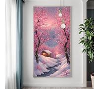 Diamond Painting Inverno, 5D Diamond Painting Kit Completo, Pittura Diamante Scena di Neve, DIY Quadrato Strass Ricamo Disegni con Perline, Diamantini Crystal Art per Decorazioni Casa 40x80 cm W-3