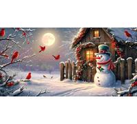 Diamond Painting Inverno Popolo di neve, Diamond Painting Kit Completo, Pittura Diamante Adulti, Diamantini Crystal Art kit Mosaico, Regalo Hobby Creativi Adulti, Decor per Casa e Pareti 60x120cm Q180