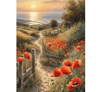 Diamond Painting Kit 5D Adulti Completo 3D DIY Pittura Diamante Strada dei Fiori Square Drill 45x60cm Art Fai da Te Set bambini Immagini Punto Croce con gem Quadri per Regalo Decorazione per Pareti