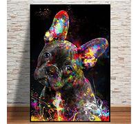 Diamond Painting Kit 5D Bulldog francese dei graffiti,Pittura Diamante Kit Adulti Fai Da Te Strass Ricamo Punto Croce Diamond Arts Craft per la Decorazione Della Parete di Casa Square Drill,40x60cm