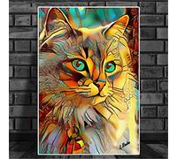 Diamond Painting Kit 5D Colore Gatto Animale,Pittura Diamante Kit Bambini Adulti Fai Da Te Strass Ricamo Punto Croce Diamond Arts Craft per la Decorazione Della Parete di Casa Square Drill,30x50cm