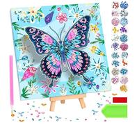 Diamond Painting Kit,5D Diamond Painting Farfalla Kit con Cornice in Legno,Kit per Mosaico,DIY Diamante Painting Bambini Pittura Kit Craft Arts Regalo per Decorazione della Parete di Casa Bambini