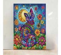 Diamond Painting Kit, 5D Gatto Diamond Painting Kit Completo Fiore Diamante Crystal Art DIY Pittura Diamante Strass Ricamo a Punto Croce Pittura per Decorazione da Parete 30x40 cm PjY10445 P-7