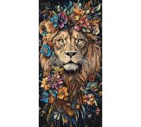 Diamond Painting Kit, 5D Leone Fiori Pittura Diamante per Adulti, DIY Diamante Crystal Art Completo, Ricamo a Punto Croce Artigianale, Per Decorazione Della Casa, Passatempo Bambini 100x130cm G735