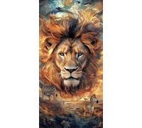 Diamond Painting Kit, 5D leone zebra Pittura Diamante per Adulti, DIY Diamante Crystal Art Completo, Ricamo a Punto Croce Artigianale, Per Decorazione Della Casa, Passatempo Bambini 50x130cm G729