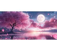 Diamond Painting Kit Adulti Completo, DIY 5D Albero rosa Diamond Painting Bambini, Fai-da-te Rotondo Pittura Diamante Strass Punto Croce Artigianale per la Decor Della Parete di Casa 50x120cm, P3748