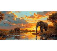 Diamond Painting Kit Adulti Completo, DIY 5D Elefante Diamond Painting Bambini, Fai-da-te Quadrato Pittura Diamante Strass Punto Croce Artigianale per la Decor Della Parete di Casa 50x100cm, P3186