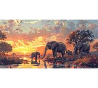 Diamond Painting Kit Adulti Completo, DIY 5D Elefante Diamond Painting Bambini, Fai-da-te Quadrato Pittura Diamante Strass Punto Croce Artigianale per la Decor Della Parete di Casa 50x100cm, P3167