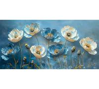 Diamond Painting Kit Adulti Completo, DIY 5D Fiori bianchi Diamond Painting Bambini, Fai-da-te Quadrato Pittura Diamante Strass Punto Croce Artigianale per la Decor Della Parete 50x100cm, P3528