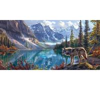 Diamond Painting Kit Adulti Completo, DIY 5D Lago Blu Diamond Painting Bambini, Fai-da-te Quadrato Pittura Diamante Strass Punto Croce Artigianale per la Decor Della Parete di Casa 50x120cm, P3377