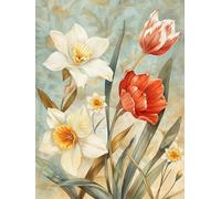 Diamond Painting Kit, Bellissimi fiori,I,30 * 40 cm 5D Full Pittura Diamante,Disegni con Diamantini,Quadri con Perline,Puzzle con Perline Brillantini per Pittura Pareti Punto Croce Kit Mosaico