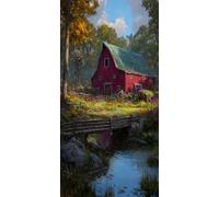 Diamond Painting Kit Completo 20x40cm, 5D DIY Fattoria Diamond Painting Adulti Fiume Strass Embroidery Kit Punto Croce, Passatempo per Adulti Quadri Moderni Soggiorno Decorazioni Casa, Regalo DZSH4962