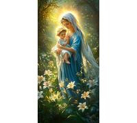Diamond Painting Kit Completo 40 x 80 cm, 5D DIY Santa Madre Diamond Painting Adulti Flower Strass Embroidery Kit Punto Croce, Passatempo per Adulti Quadri Moderni Soggiorno Decorazioni Casa DZSH4364