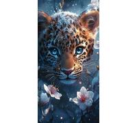 Diamond Painting Kit Completo 40x80CM, 5D DIY Leopardo Diamond Painting Adulti Flower Strass Embroidery Kit Punto Croce, Passatempo per Adulti Quadri Moderni Soggiorno Decorazioni Casa DZSH3904