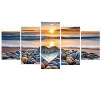 Diamond Painting Kit Completo, 5 Pezzi spiaggia Calcolo Combinazione Diamond Painting Grandi, DIY Diamantini Crystal Art, Passatempo per Adulti Kit Ricamo per Natale Decorazioni Casa 90x150cm Y-708