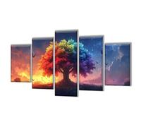 Diamond Painting Kit Completo, 5 Pezzi Tramonto Albero delle quattro stagioni Combinazione Diamond Painting Grandi Dimensioni, Diamantini Crystal Art, Passatempo per Adulti Kit Ricamo 125x75cm q-1874