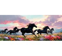 Diamond Painting Kit Completo 5D Adulti Cavallo Oscuro Square Drill Pittura Diamante Quadri con Perline per Principianti e Bambini, Pittura con Diamanti per Decor per Casa e Pareti 30x90cm Ap4496