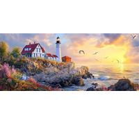 Diamond Painting Kit Completo 5D Adulti Faro Round Drill Pittura Diamante Quadri con Perline per Principianti e Bambini, Pittura con Diamanti per Decorazione per Casa e Pareti 50x120cm Ap16632