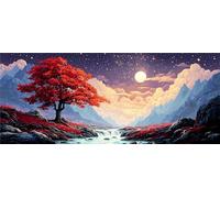 Diamond Painting Kit Completo 5D Adulti Foglie Rosse Square Drill Pittura Diamante Quadri con Perline per Principianti e Bambini, Pittura con Diamanti per Decorazione per Casa e Pareti 30x60cm Ap5027