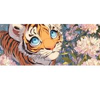 Diamond Painting Kit Completo 5D Adulti Tigre Round Drill Pittura Diamante Quadri con Perline per Principianti e Bambini, Pittura con Diamanti per Decorazione per Casa e Pareti 50x100cm Ap8195