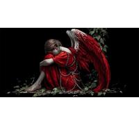 Diamond Painting Kit Completo, 5D Angelo Diamond Painting Quadrati Grandi Dimensioni 60x150cm, Kit per Pittura Diamante Ali Rosse Strass Ricamo a Punto Croce, Decorazione per Casa e Pareti (SQ131)