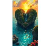 Diamond Painting Kit Completo,5D Paesaggio dell'Isola dell'Amore Diamond Painting per Adulti,Fai Da Te Strass Ricamo a Punto Croce Pittura Diamante Arts per Casa Pareti Decora Square Drill,20x50 cm