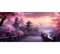 Diamond Painting Kit Completo, 5D Paesaggio Giapponese Diamond Painting Quadrati Grandi Dimensioni 40x90cm, Kit per Pittura Diamante Ponte Fai Da Te, Strass Ricamo a Punto Croce per Adulti (SQ221)